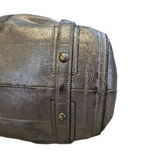 Coach Ltd Ed Hamptons Metallic Flap LG Carryall Tote Bag Satchel Silver RARE EUC - Picture 13 of 16